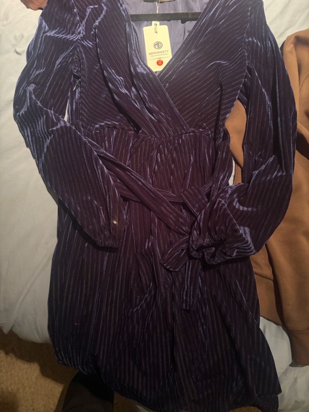 Navy Velvet Wrap Dress